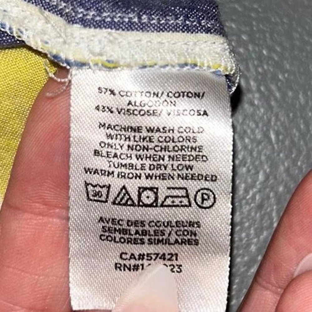 Loft Blue And Yellow Striped Ruffle Sleeve Dress Size SP - Picture 7 of 8